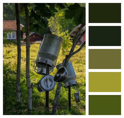 Village Drying Rack Milk Cans Image